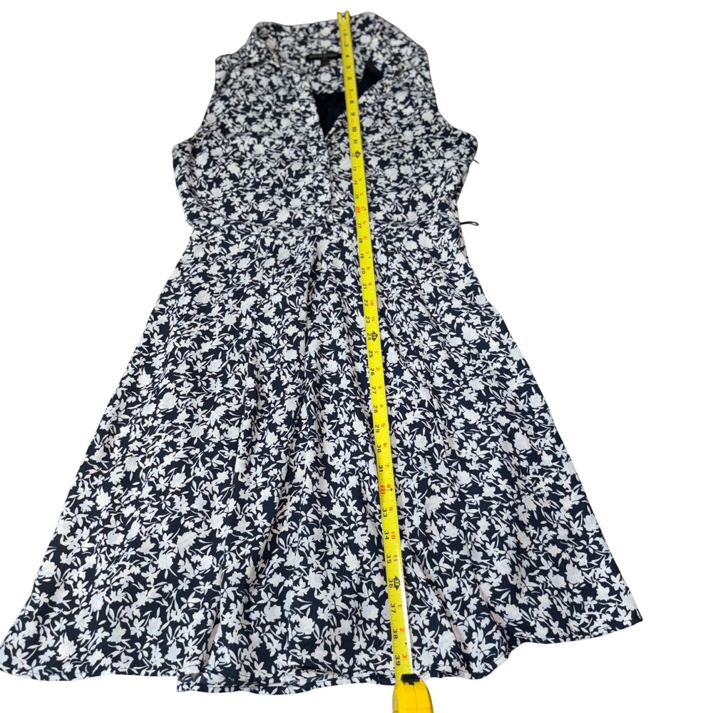 Banana Republic Navy Blue White Floral Sleeveless Fit and Flare Dress Size 6 - Picture 15 of 16